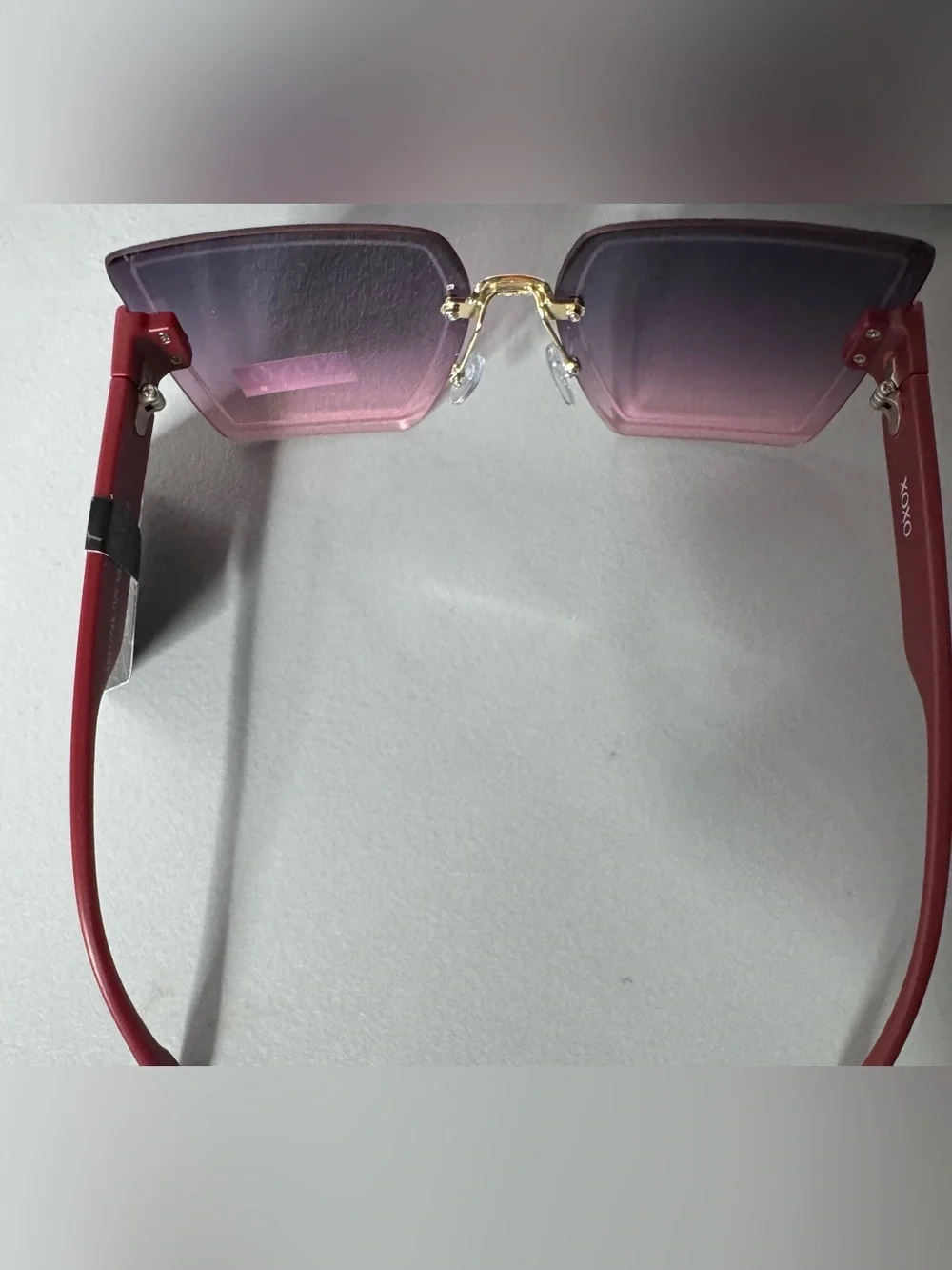 XOXO Women's maroon pink Gradient lenses Oversized Square Sunglasses Y2K